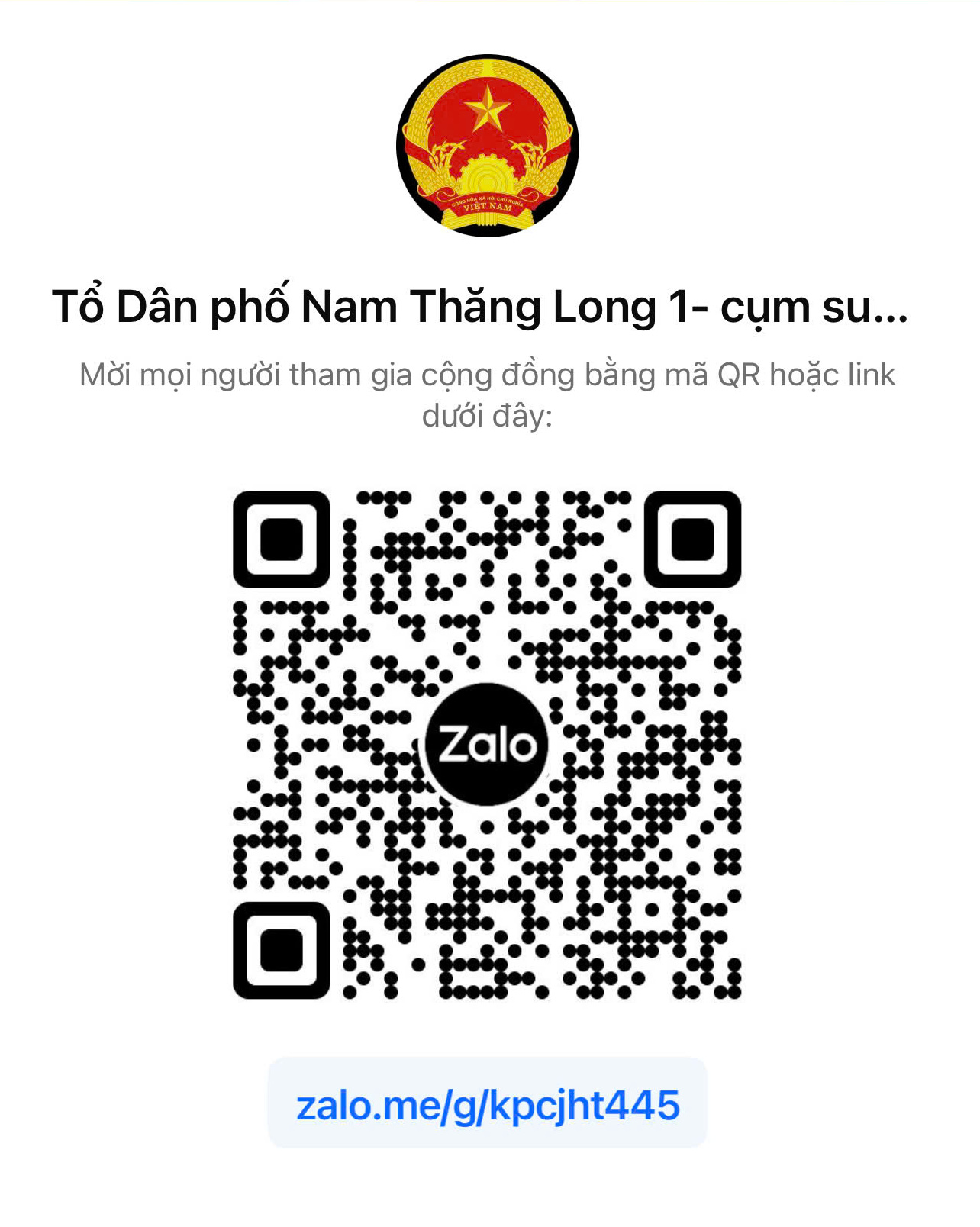 Mã QR Tổ dân phố Nam Thăng Long 1